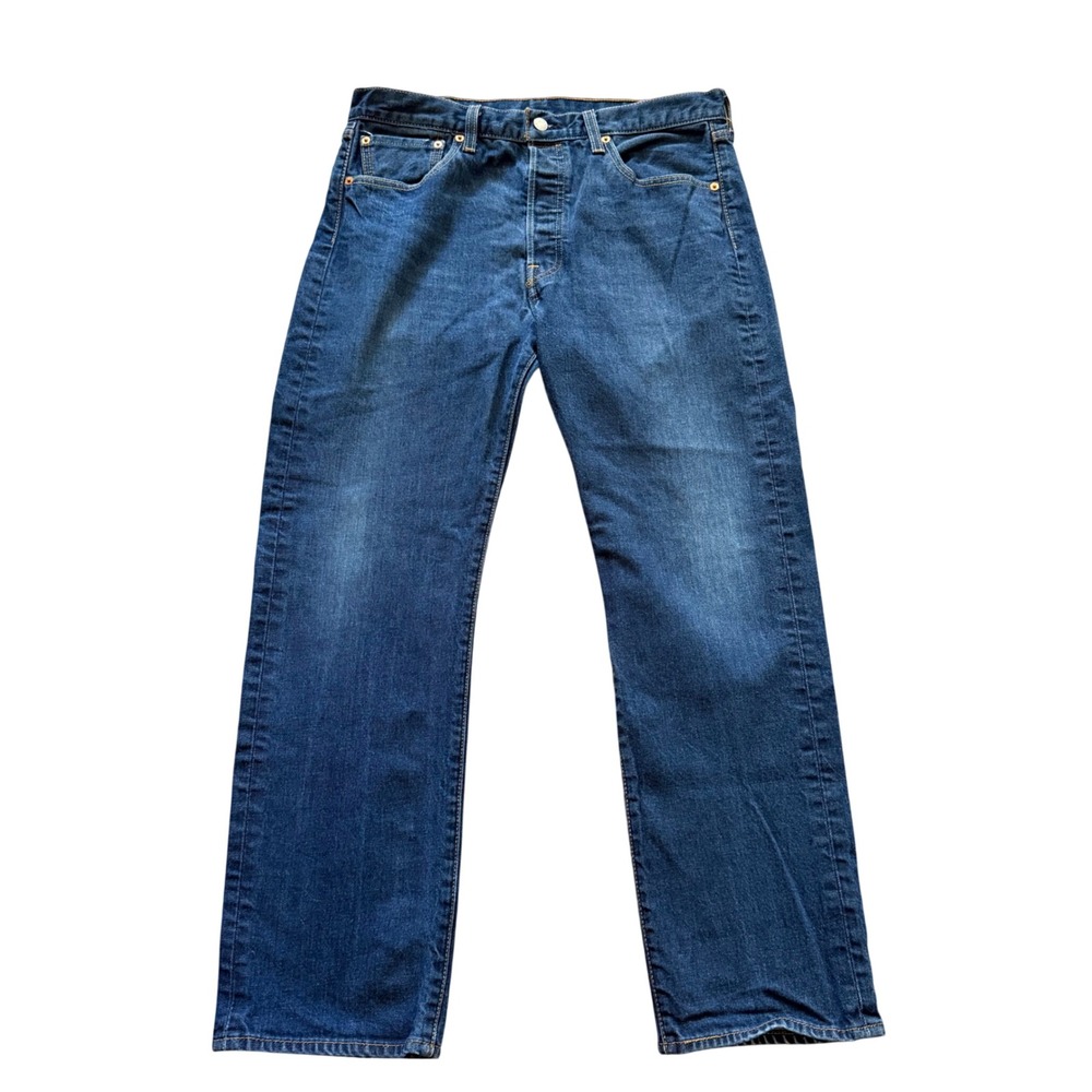 Levis 501 Mens Original Fit Straight Leg Blue Denim Jeans W34 L30 Button Fly
